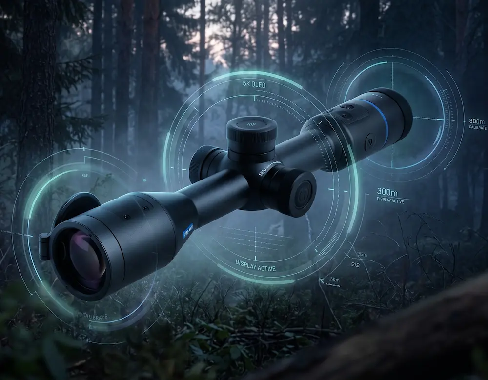 Celownik noktowizyjny PARD Night Stalker 5K eX 70 mm LRF NS5E-70/LRF – widok z boku na obiektyw 70 mm